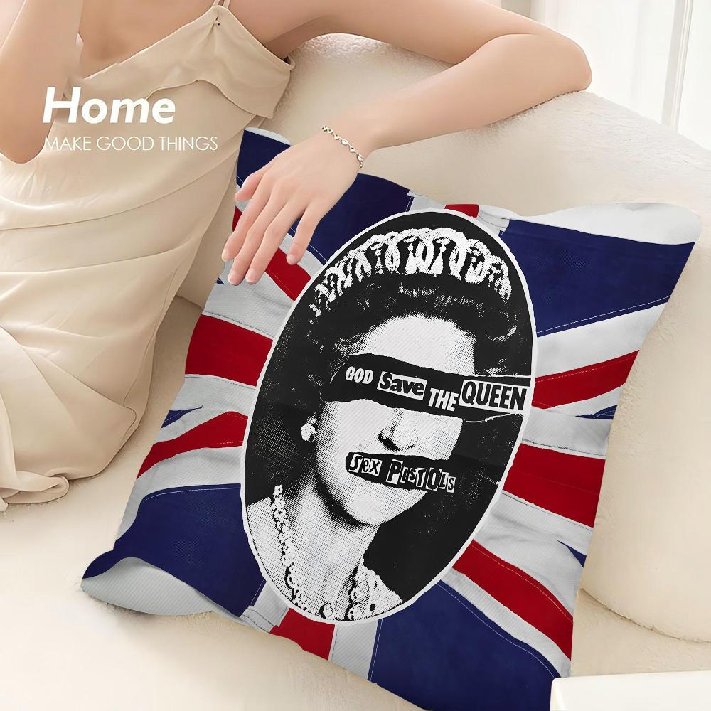 S-Sex P-Pistols Band Pillow Case Sofa Decorative Home Double-sided Print Plush Square Throw Pillow Covers Cushion Decor Cover