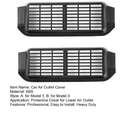 2Pcs Under-seat Air Outlet Cover Professional Easy To Install Heavy Duty Car Air Vent Lid Auto Accessories Replacement for Tesla Model Y/3