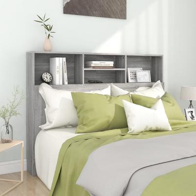 Vidaxl Bed Headboard with Shelves, Sonoma Grey Oak, 140X19X103.5 Cm