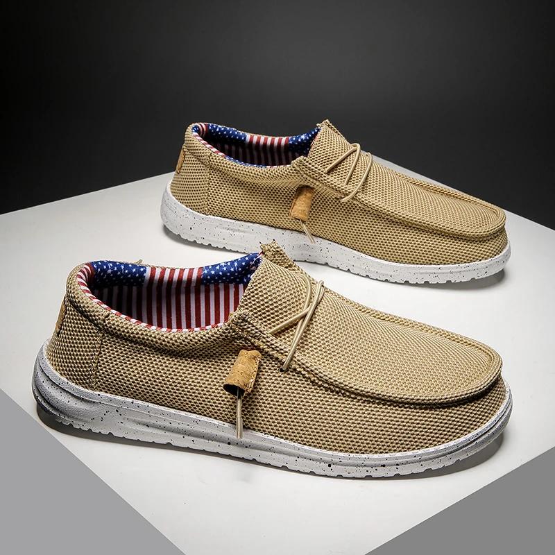 Men Casual Shoes Slip on Canvas Loafers Comfortable Walking Flats for Man Non Slip Soft Moccasins Sneakers Summer