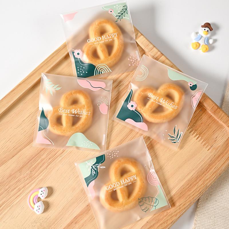 100 buc pungă autoadezivă pentru gustări, transparentă, cu desene animate, ursuleț de iepure, bomboane cadou, pungă, petrecere de ziua de naștere, cadou de copt, consumabile