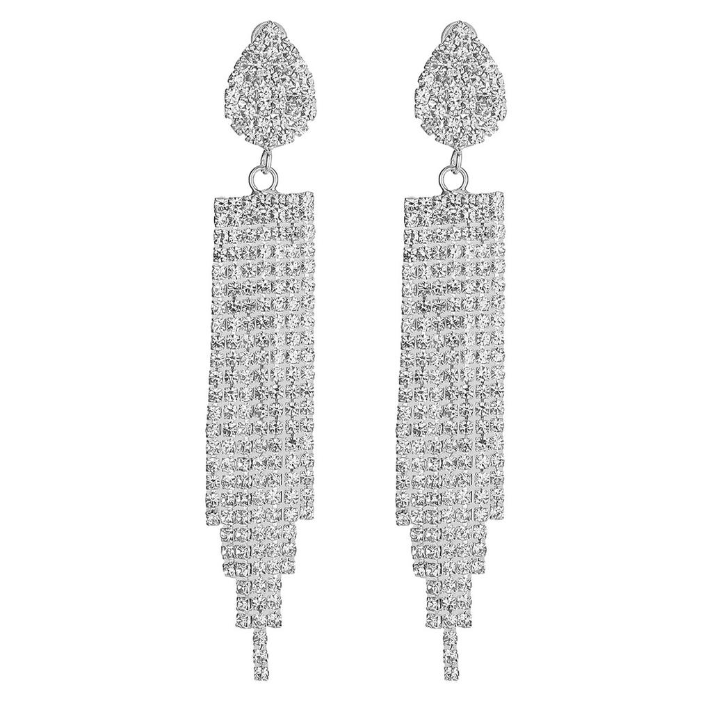 High-end Luxury Shiny Diamond Long Fringed Earrings