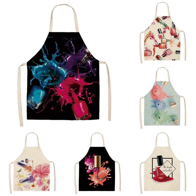 Nail Polish Flax Bib Apron Adult Women Men For Kitchen 65X53Cm Finger Manicure Tech Painting Nail Products