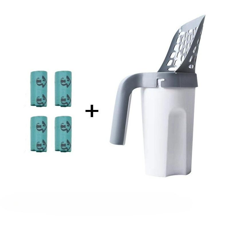 Large-Capacity Cat Litter Scoop with Integrated Trash Can - Portable Easy-Clean Plastic Pet Waste Shovel for Cats, Ideal