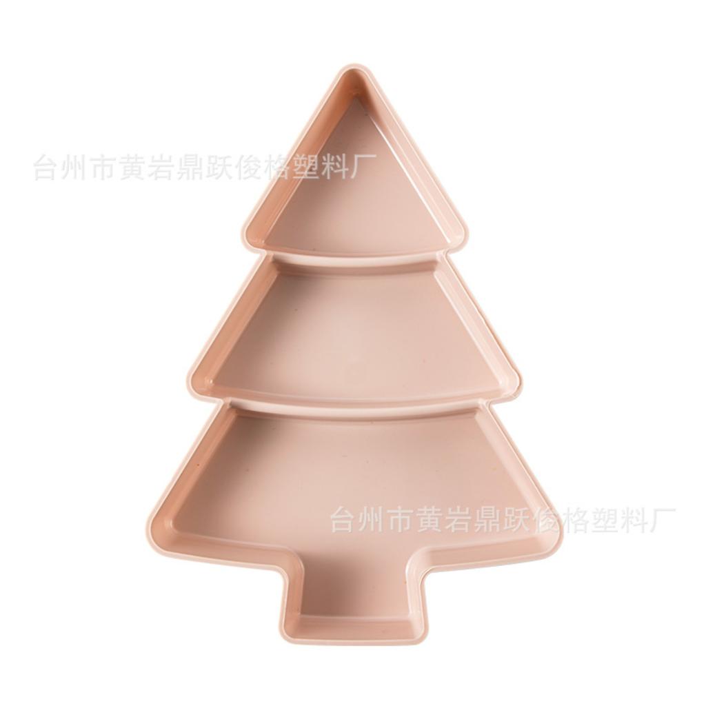 Christmas Tree Tray, Plastic Divided Serving Dish for Candy and Dried, Household Storage Platter, Light