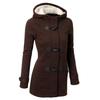 Winter Damen Warmer Woll-Kapuzenmantel mit Pelzkragen Lässige Baumwollmischung Jacke Große Größen