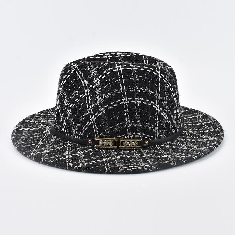 Women Elegant Fedoras Hats for Women 7CM Wide Brim Felt Jazz Hats Autumen Winter Wedding Party Dress Hat