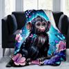 1pc Monkey Printing Lightweight Flannel Blanket, Comfortable and Warm Blanket, for Camping Sofa Bed and Couch Office, Gift