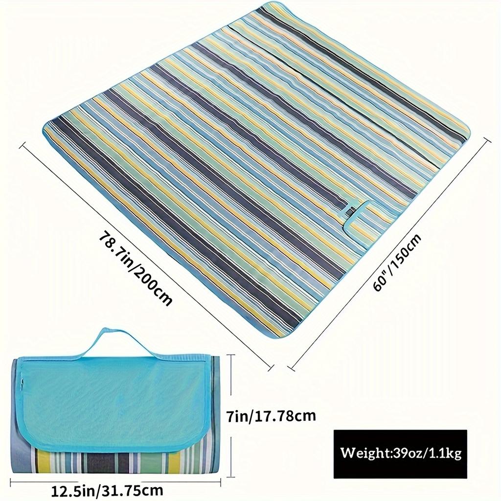 Extra große 80"x 60" Outdoor- und Picknickdecke, Sand- und tragbare Strandmatte für Camping, Wandern, Festivals, Oxford-Gewebe mit 600 Fadenanzahl