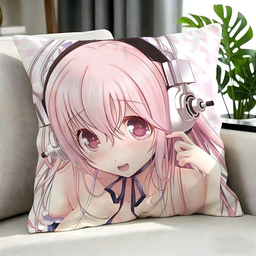 character Super Sonico Cushion Cover Cushion Cover Set Pcs x x x Pillowcase Decorative Sofa Home Decor