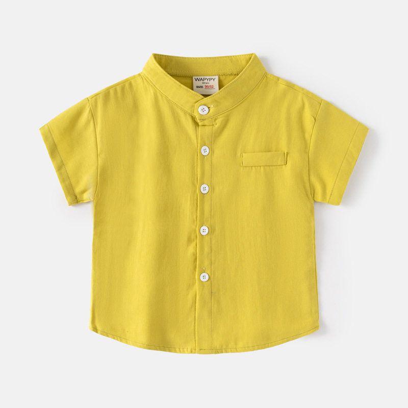 Half Sleeve Summer Boys' Stand Collar Cotton Tops Shirt