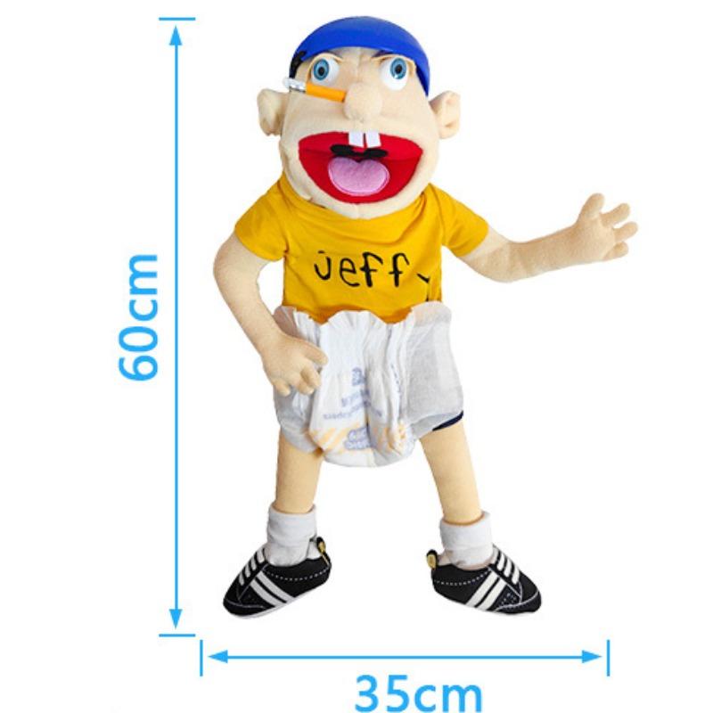 40-60cm Large Jeffy Boy Hand Puppet Plush Toys Removable Children Soft Doll Talk Show Party Props Puppet Stuffed Doll for Kids Gift