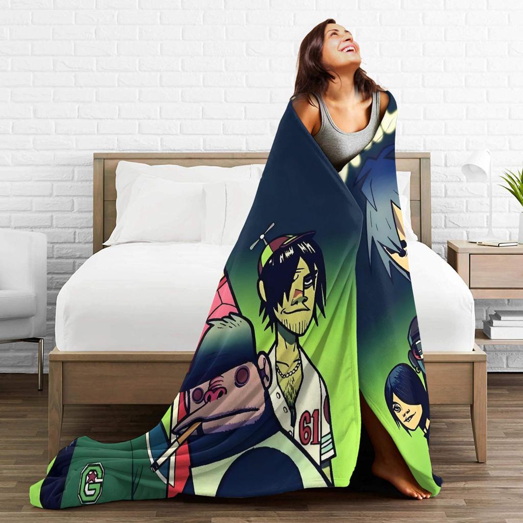 British GorillazS Virtual Band Rock Hip-Hop Blanket  Warm Soft Novelty Plush Throw Blanket For Travel Office Flannel Bed Cover