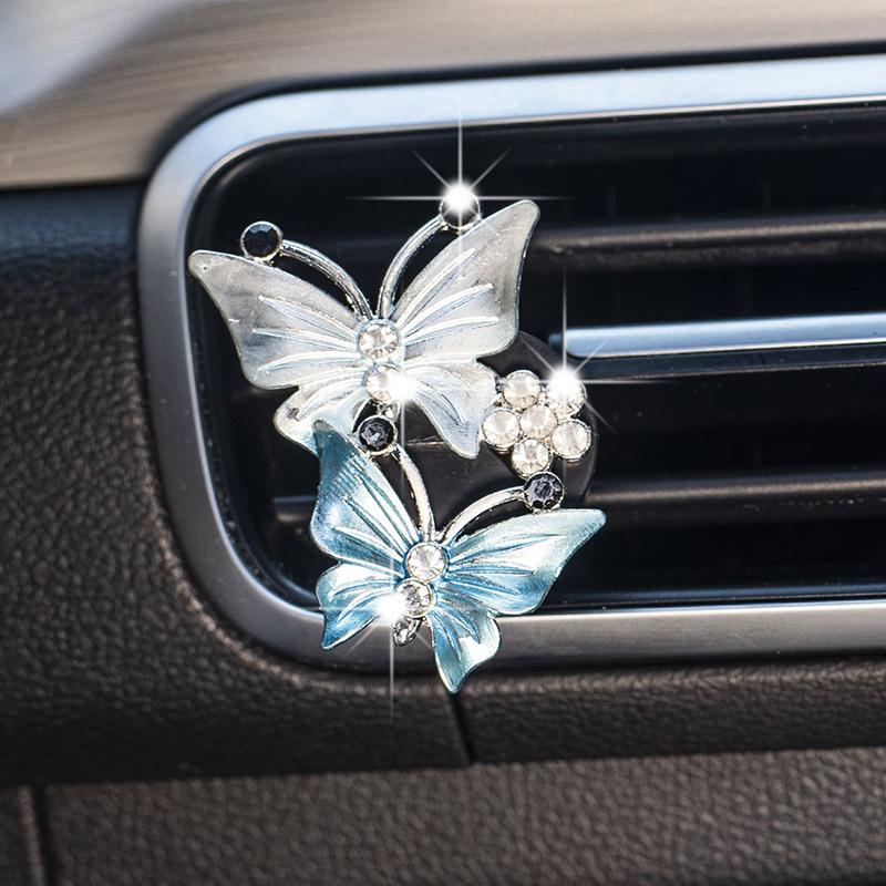 

Car Alloy Double Butterfly Decorative Clip One Size синій