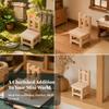 Dollhouse Stool with Backrest Rustic Tiny Wood No Assembly Required