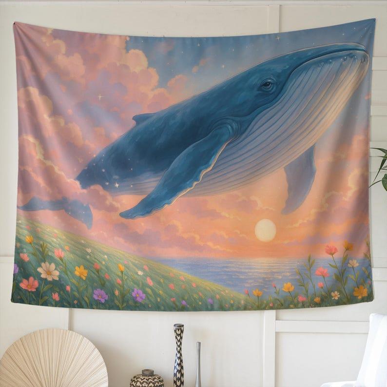 Flying Whale tapestry 75x100 чёрный
