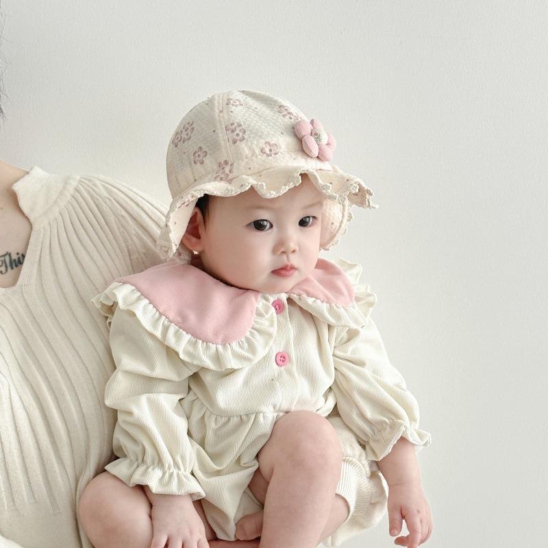 Babyhut Frühling und Herbst Dünner Baby Mädchen Modischer Sonnenhut Baby Verstellbarer Sommer Fischerhut Beckenhut