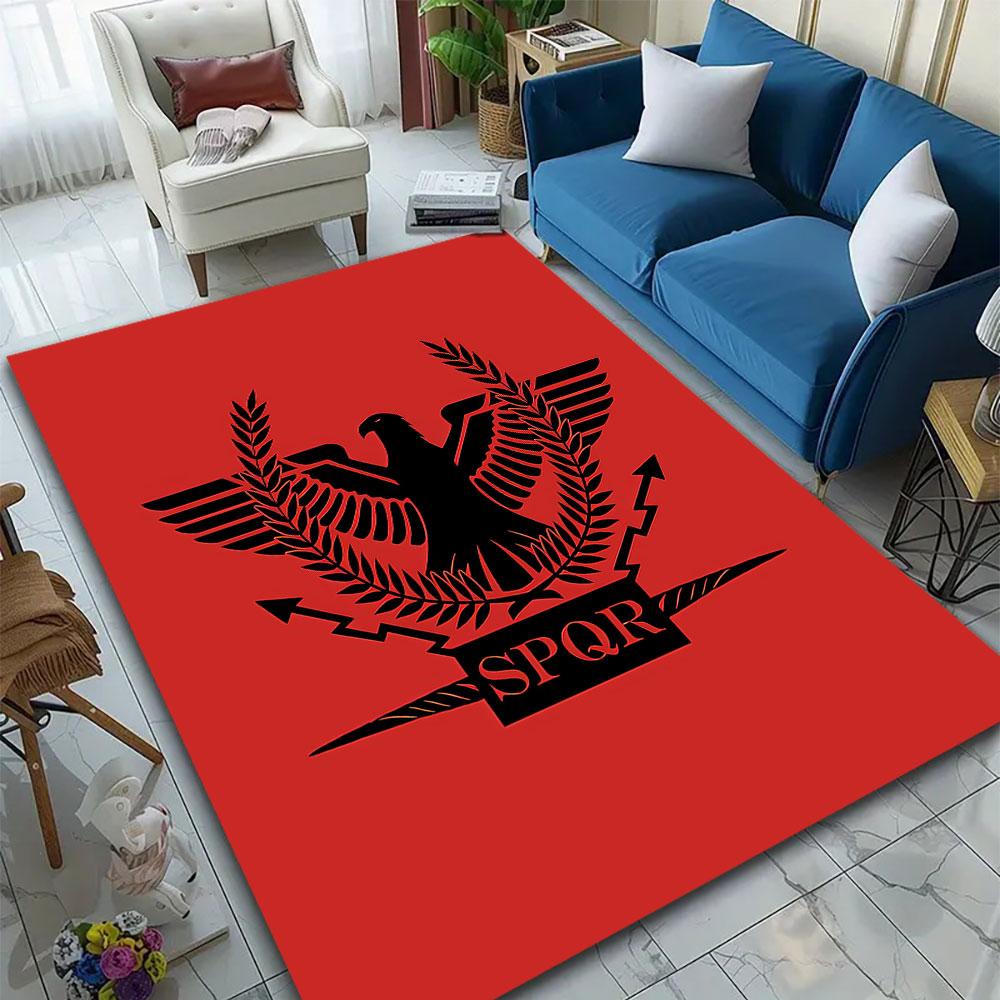 Roman Eagle Emblem with SPQR Design Patterned Carpet, Suitable As a Non Slip Play Mat for the Living Room and Bedroom Sofa