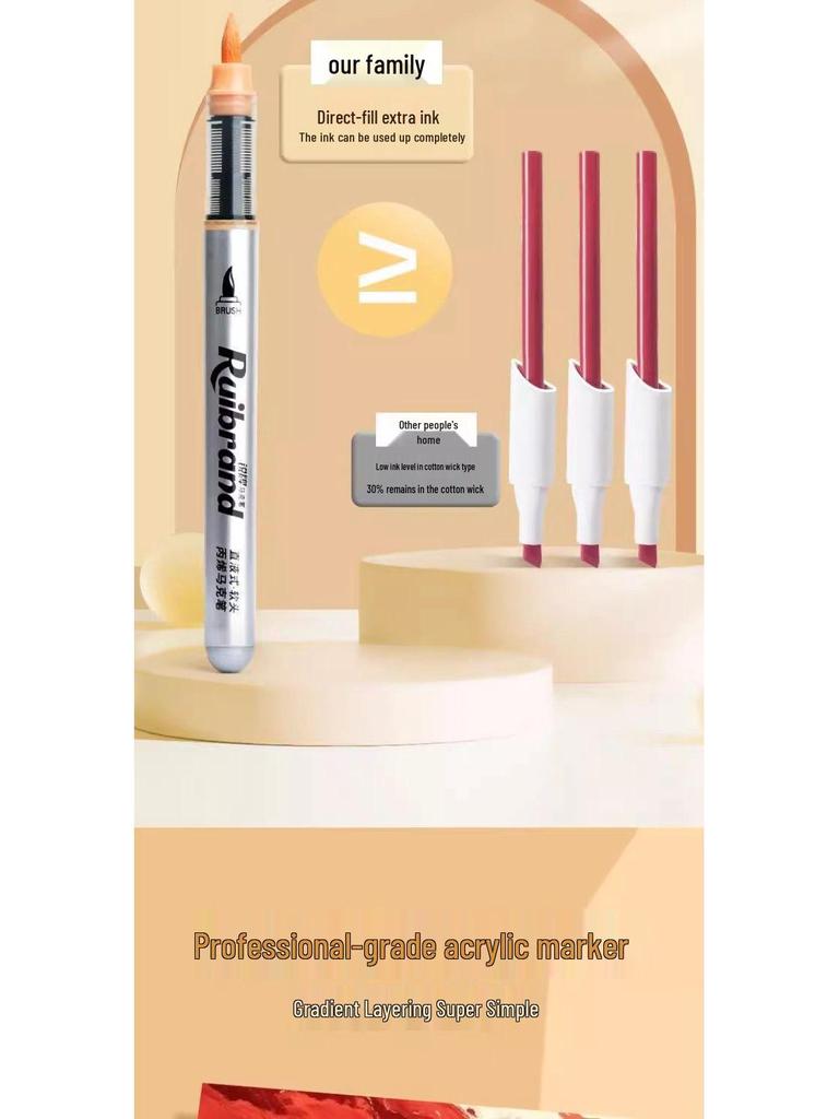 Translucent Soft Tip Acrylic Marker for Layering, DIY Art, Children's Graffiti, and Elementary School Drawing.