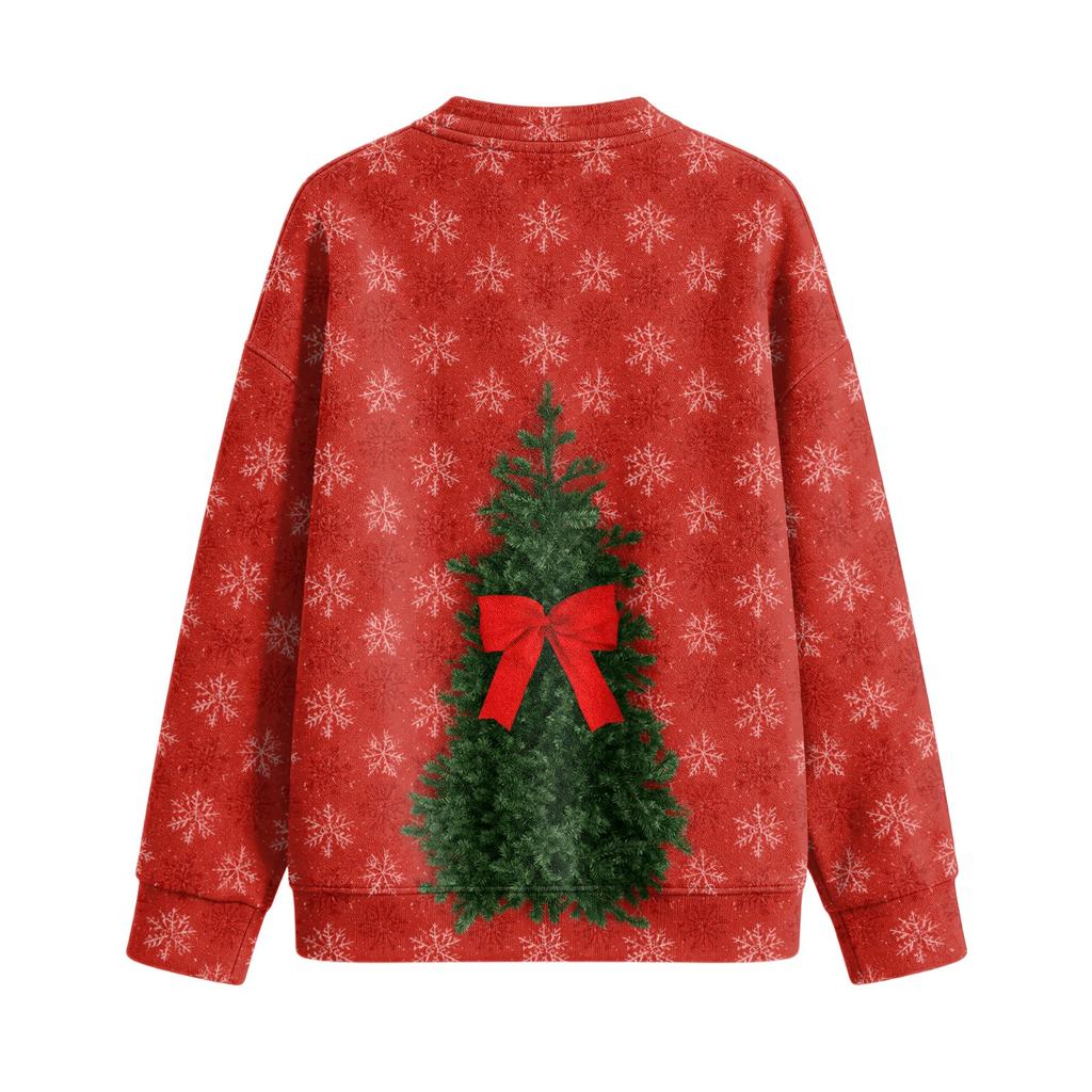 Women's Casual Christmas Print Button Jacket, Outerwear for Holiday Parties and Daily Wear