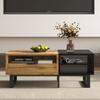 Living Room Table Coffee Table with Color Block Patio Structure Compartments And Drawers Metal Legs Tea
