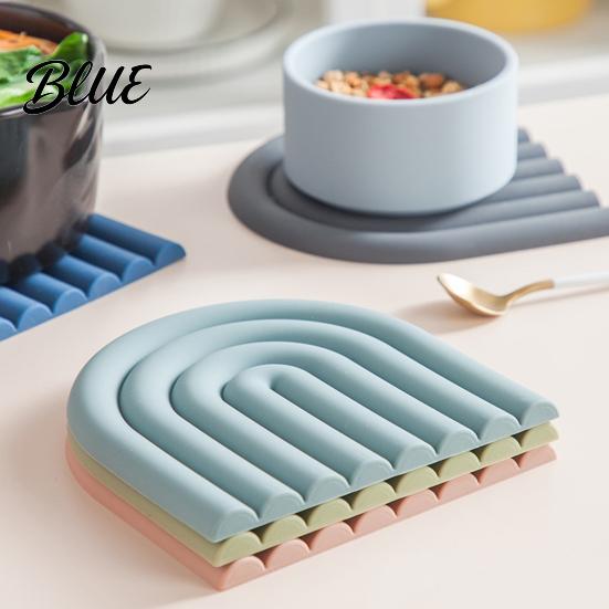 High Temperature Resistant for Hot Silicone Mat Pot Potholder Rainbow Heat Trivet Dishes Teapots Non-Slip Table Placemat Kitchen Home