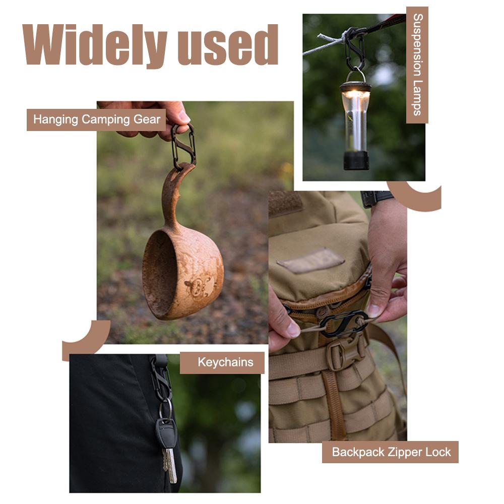 Cârlig în S în aer liber, cârlig multifuncțional din oțel inoxidabil, carabină portabilă pentru rucsac de camping