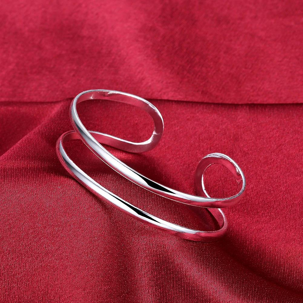 925 Sterling Silver Fine Double Line Bangle For Man Women Adjustable Bracelets Fashion Jewelry