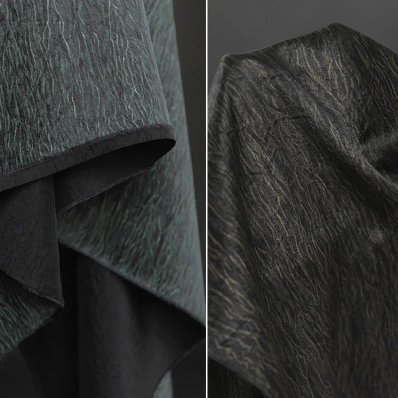 50x145cm Acetate Wrinkle Fabric Dark Green Pleated Fabric Cheongsam Slip Dress Apparel Designer Diy Sewing Wholesale Fabrics