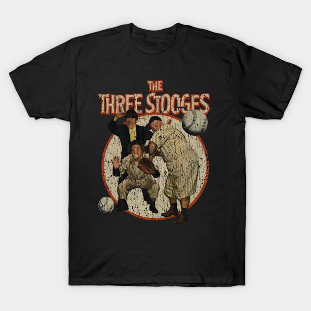 

Men Black Print T-shirt Vintage Retro Style - Baseball- The Three Stooges No-Cut Transfer Paper Print Cotton Tshirt 2XL чорний