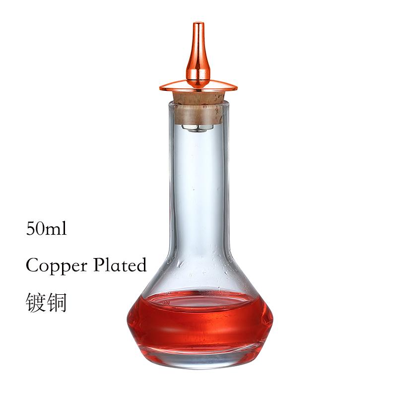 Bouteille en Verre de 50 ml pour Bitters de Cocktail - avec Bouchon Doseur en Acier Inoxydable, Design Cage à Oiseaux pour Mixologue Professionnel