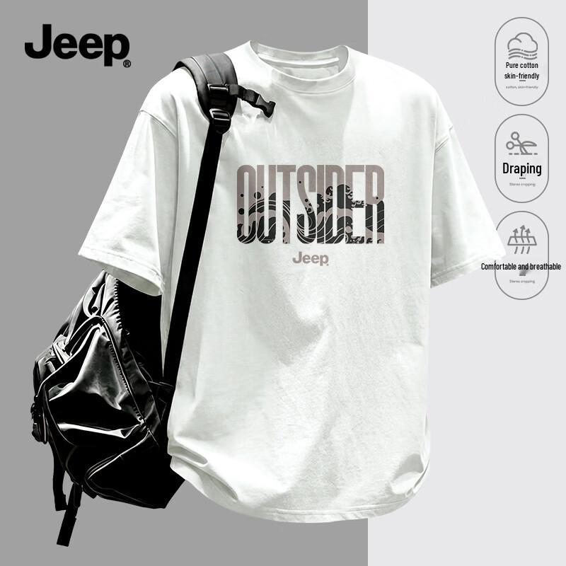 Jeep Men s Pure Cotton Breathable Short-Sleeve T-Shirt 3XL белый