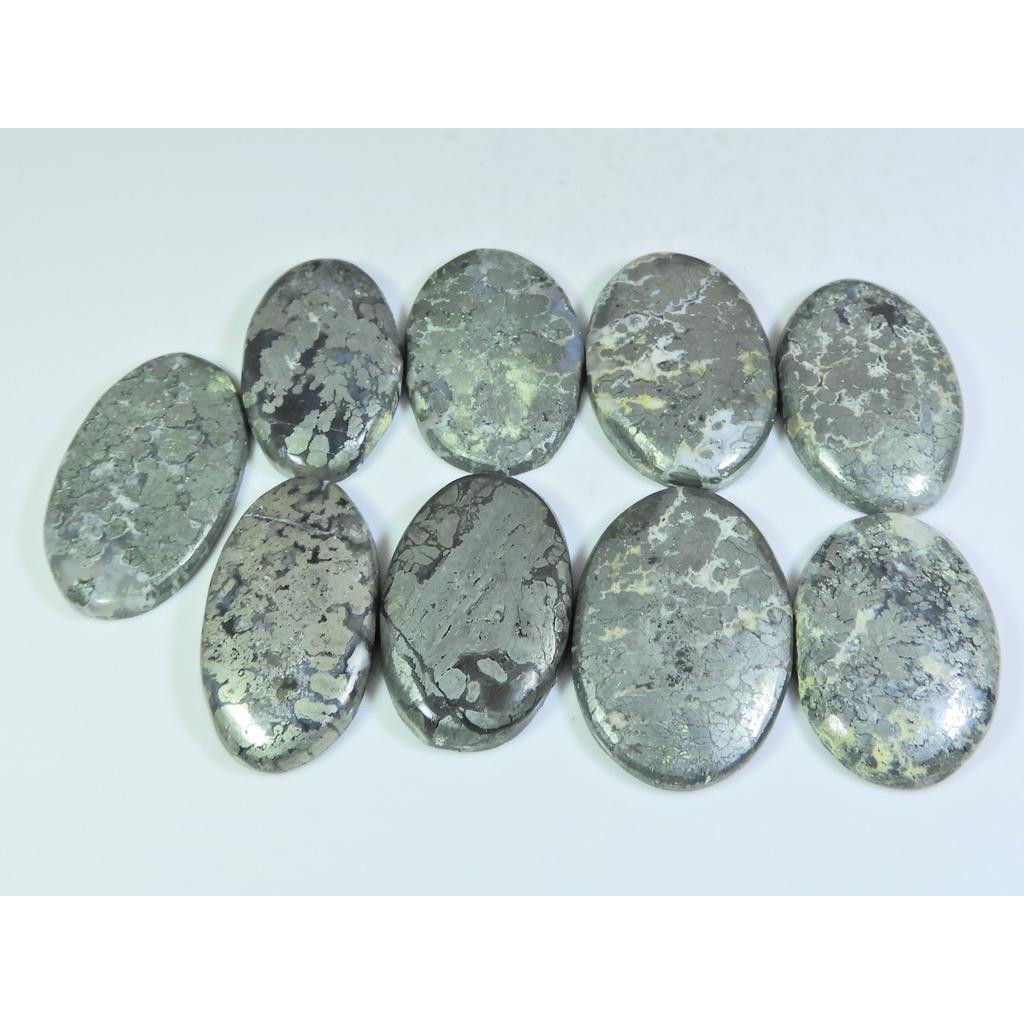 447Cts. Natural Marcasite Oval Shape Cabochon Loose Gemstone 09 Pcs Lot C-323