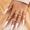 Fashion Gold Pearl Butterfly Love Chain Dot Diamond Multi-Layer Cross 22-Piece Set Ring