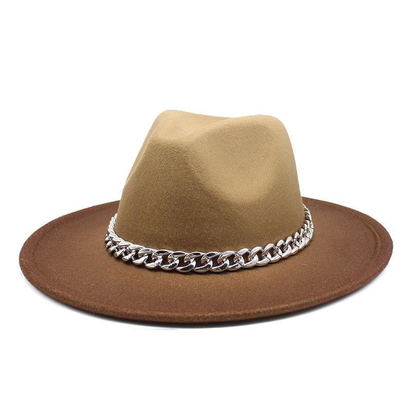 Color Matching Gradual Change Color Jazz Hat Women'S Woolen Top Hat Men'S And Women'S Hats Outdoor Sunshade Woolen Hat
