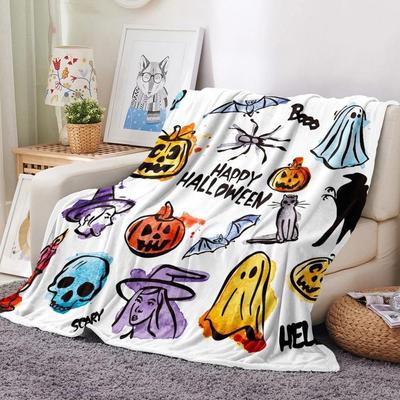 Halloween Theme Digital-printed Polyester Bedroom Velvet Flannel Soft Sofa Cover Blanket Fleece Sofa Cover Blankets for Beds