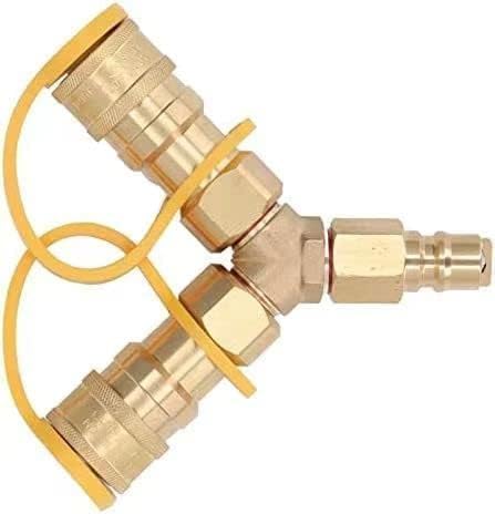 TMEEIHNSS 1/2 Inch Natural Gas Y Splitter, Durable Brass 2 Way Quick Connect Adapter for Natural Gas, for Weber Natural Gas Grills, Patio Heater
