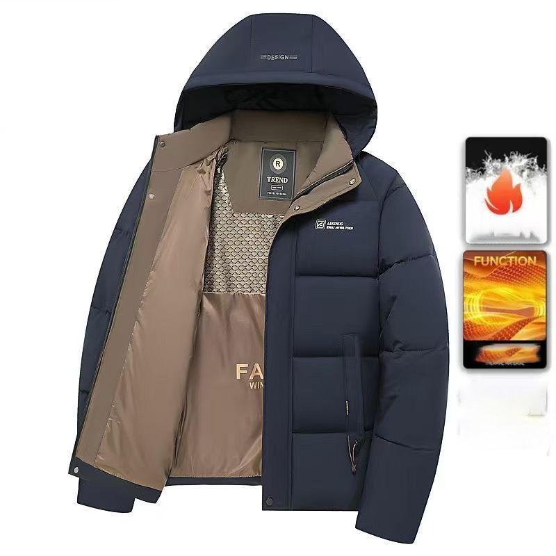 Winter Parka Men Thicken Casual Coat Slim Fit Outwear Waterproof Warm Solid Color Outdoor Outwear Hooded Coat