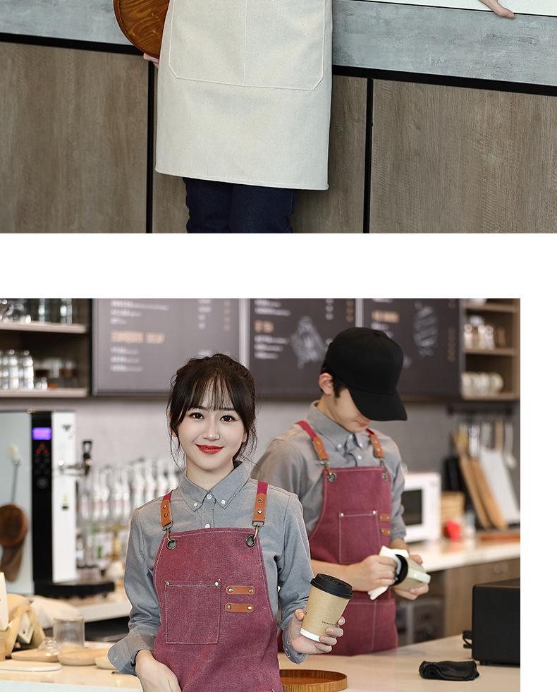 Waterproof Thickened Canvas Denim Apron for Coffee Shop & Milk Tea Work