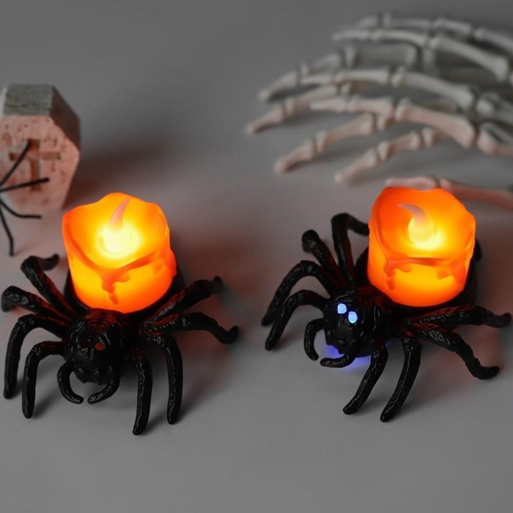 Plastic Spider Pumpkin LED Light Crawly Electronic Candlelight  Halloween Party