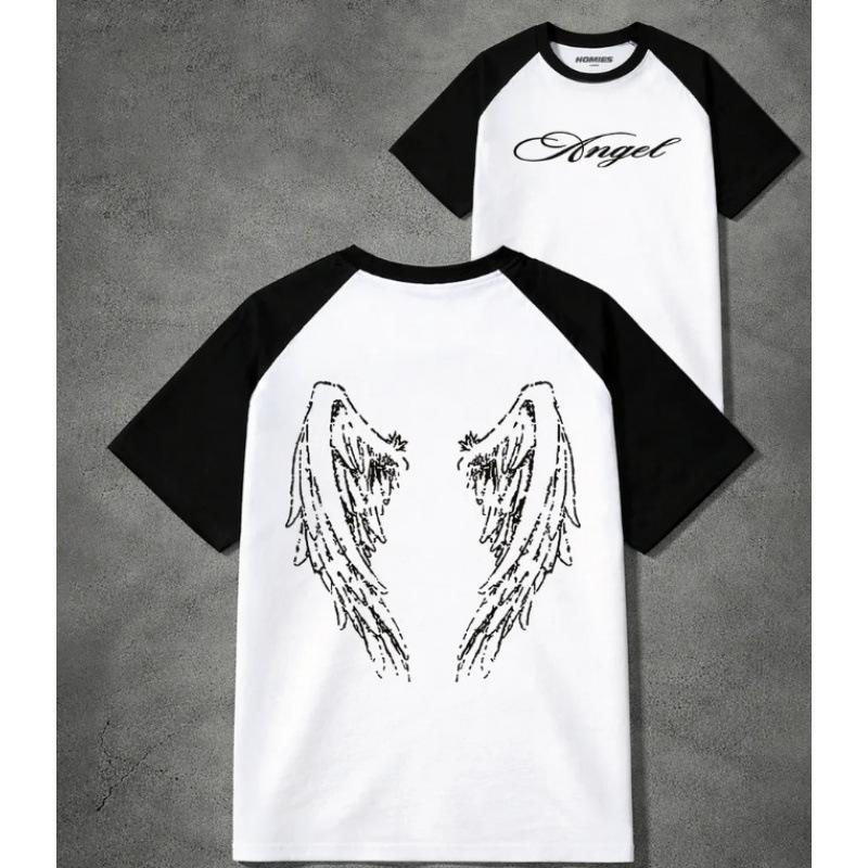 Cotton American Short Sleeve Shoulder T-Shirt Women's Bottom Shirt Loose Top