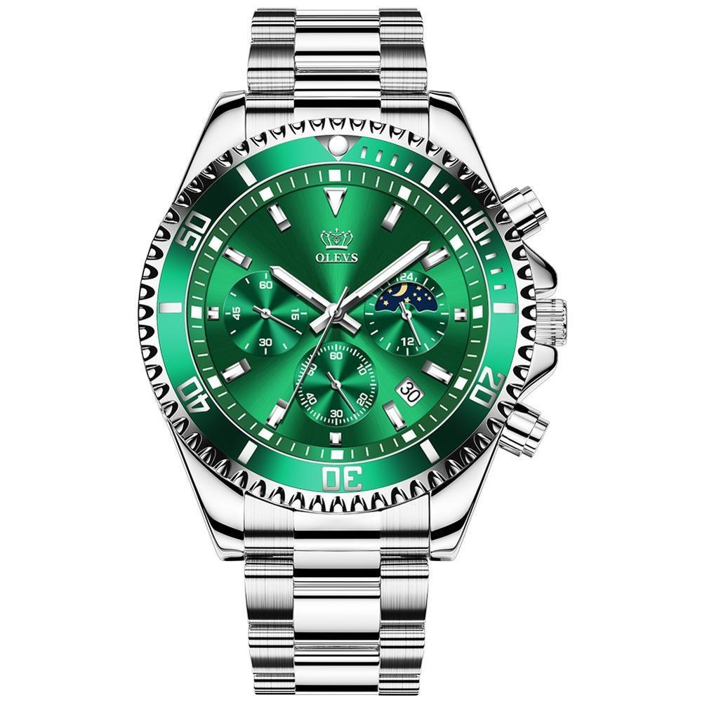 Мужские часы класса люкс золотого цвета водонепроницаемые нержавеющая сталь хронограф кварцевые наручные часы с фазой Луны и датой Rota циферблат