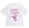 Korean Style Versatile Fashion Retro Cute Cat with Pink Gun TShirt Korean Text Graphic Casual Short Sleeve Tee White Oversized
