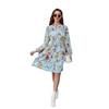 Spring and Autumn Women's Dress Printed Fashion Loose Cake Dresses Hundred Long Sleeve Dress