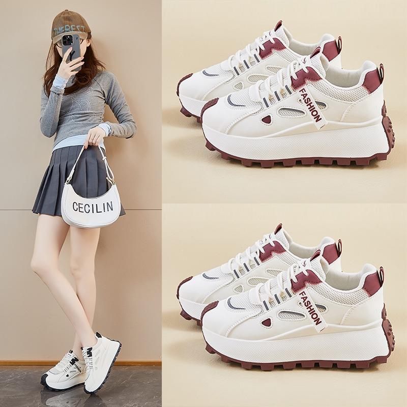 Spring dad shoes new female student platform sports running heightening casual shoes
