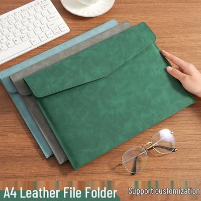 A4 Leder Konferenz Dokumententasche, Wasserdichte Einschichtige Aktenmappe mit Anpassbarem Logo