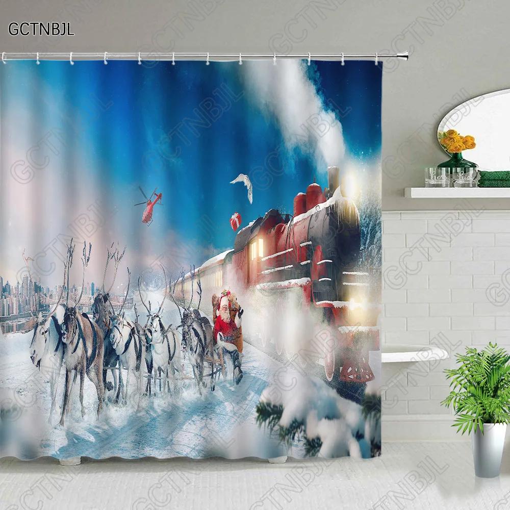 

Снеговик Шар из веревки Занавеска для душа Зимний пейзаж Рождественская тема Домашнее украшение для ванной комнаты Набор аксессуаров для ванной Занавеска для ванны 120x180cm-47x70in