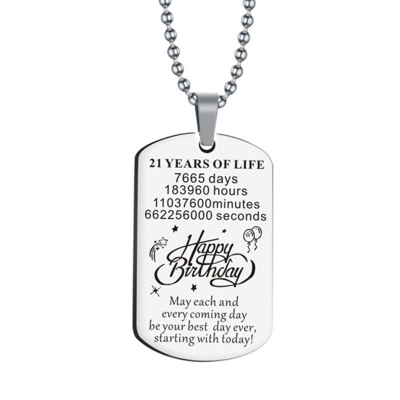 Happy Birthday 18 21 Stainless Steel Pendant May Each and Every Coming Day Be Your Best Day Ever Keychain Charming Jewelry
