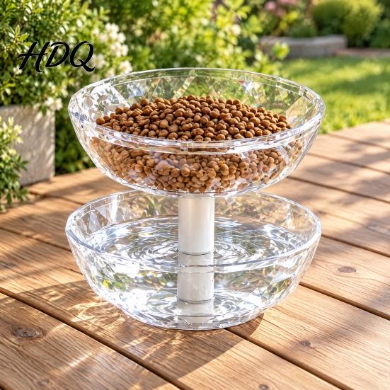 Large Capacity Cat Feeder Removable 2 Tier Pet Feeder Ant Proof Food Dish And Easy Clean Bowl Water Dispenser 2-in-1 Plastic Feeding for Outdoor