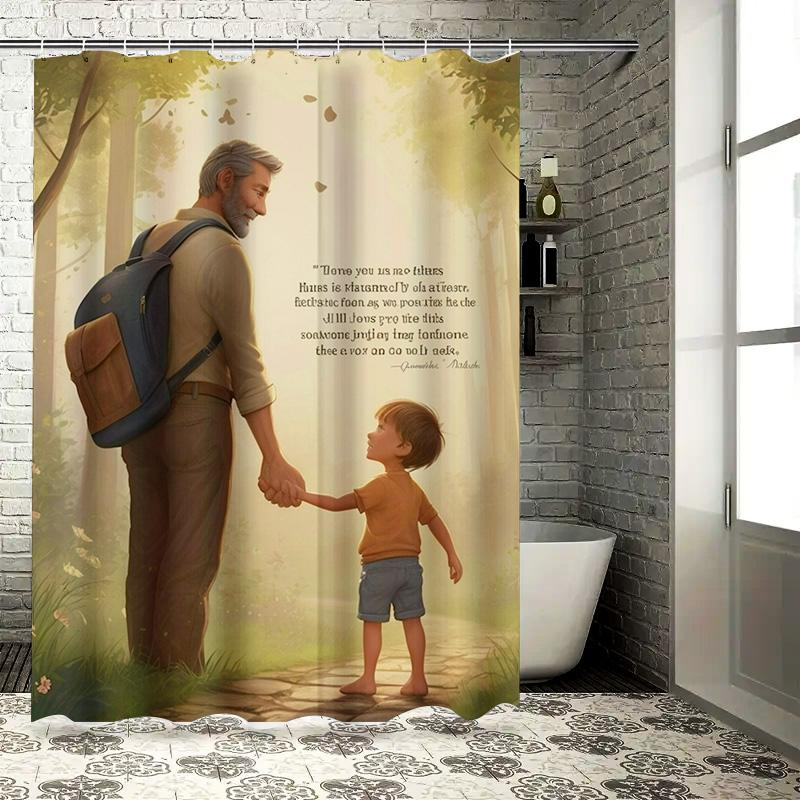 

Father and Son Walking in Forest Waterproof Shower Curtain 90X180cm